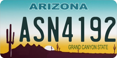 AZ license plate ASN4192