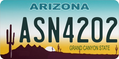 AZ license plate ASN4202