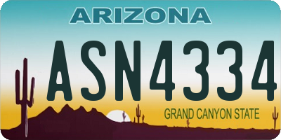 AZ license plate ASN4334