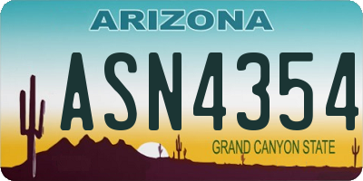AZ license plate ASN4354