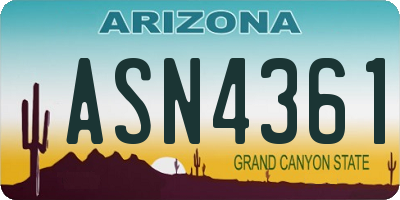 AZ license plate ASN4361