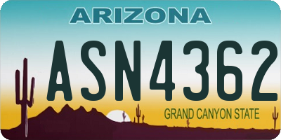AZ license plate ASN4362