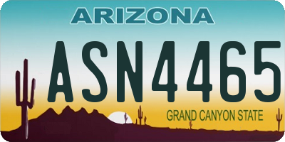AZ license plate ASN4465