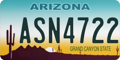 AZ license plate ASN4722