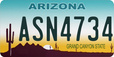 AZ license plate ASN4734