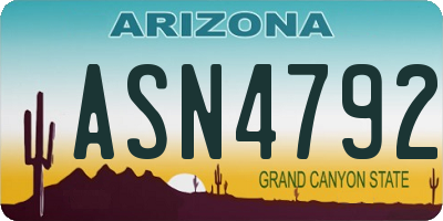AZ license plate ASN4792