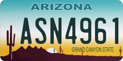 AZ license plate ASN4961