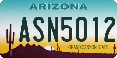 AZ license plate ASN5012