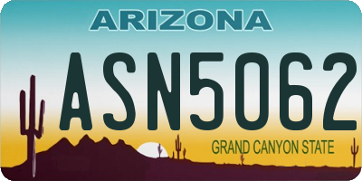 AZ license plate ASN5062