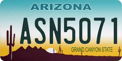 AZ license plate ASN5071