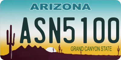 AZ license plate ASN5100