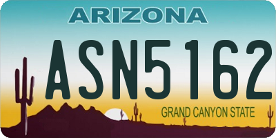 AZ license plate ASN5162