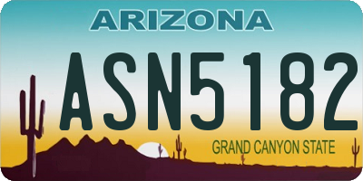 AZ license plate ASN5182