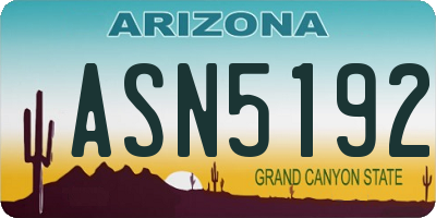 AZ license plate ASN5192