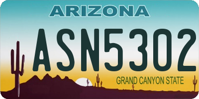 AZ license plate ASN5302