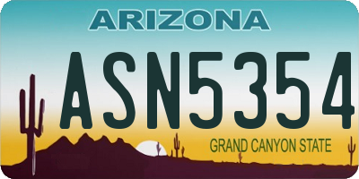 AZ license plate ASN5354