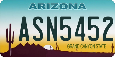 AZ license plate ASN5452