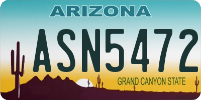 AZ license plate ASN5472
