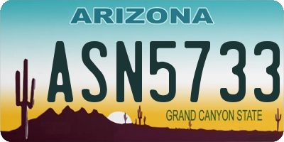 AZ license plate ASN5733