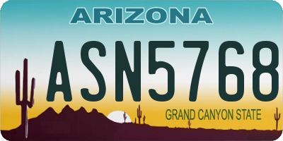 AZ license plate ASN5768