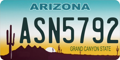 AZ license plate ASN5792
