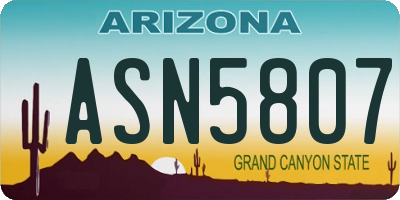 AZ license plate ASN5807