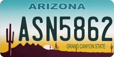 AZ license plate ASN5862