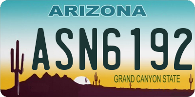 AZ license plate ASN6192