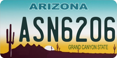 AZ license plate ASN6206