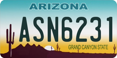 AZ license plate ASN6231