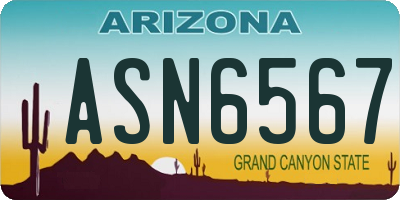 AZ license plate ASN6567