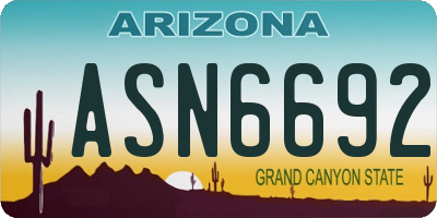 AZ license plate ASN6692