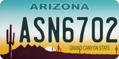 AZ license plate ASN6702