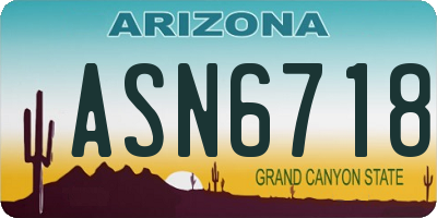 AZ license plate ASN6718