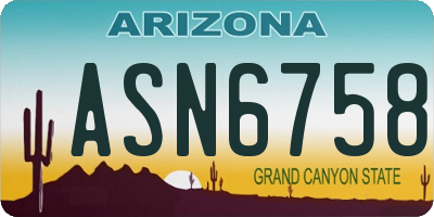 AZ license plate ASN6758