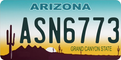 AZ license plate ASN6773