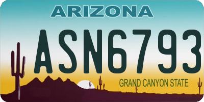 AZ license plate ASN6793