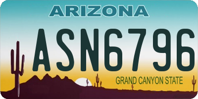 AZ license plate ASN6796