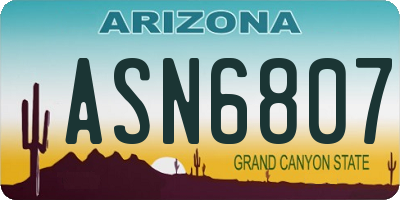 AZ license plate ASN6807