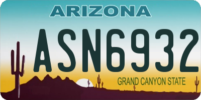 AZ license plate ASN6932