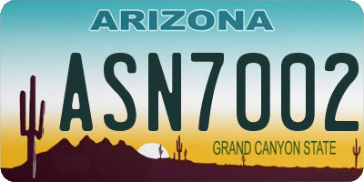 AZ license plate ASN7002