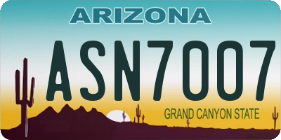 AZ license plate ASN7007