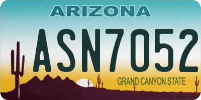 AZ license plate ASN7052