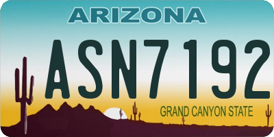AZ license plate ASN7192