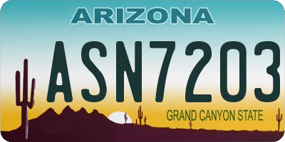 AZ license plate ASN7203
