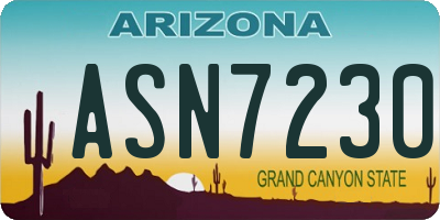 AZ license plate ASN7230