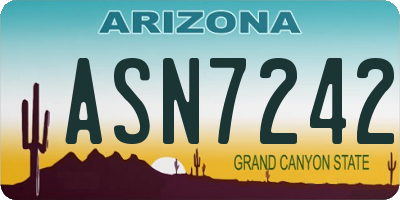 AZ license plate ASN7242