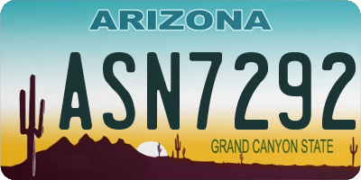 AZ license plate ASN7292