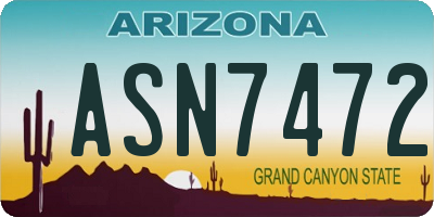 AZ license plate ASN7472