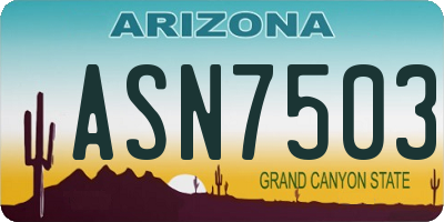 AZ license plate ASN7503